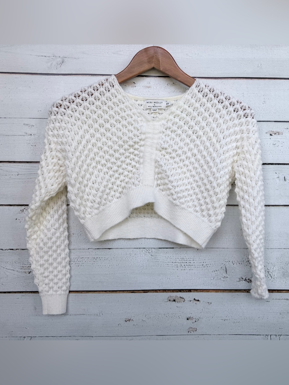 Mini Molly by Molly Bracken Girls Cropped Open Open Knit Sweater Size 8Y